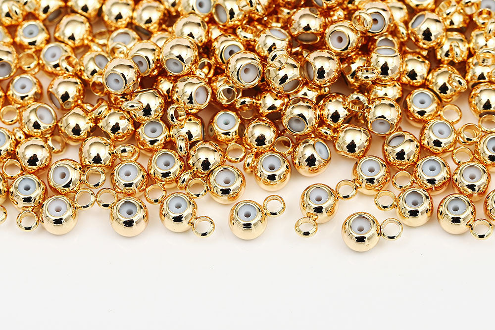 Gold Plated 5x8mm 1 Ring Rubber Core Slider Bead