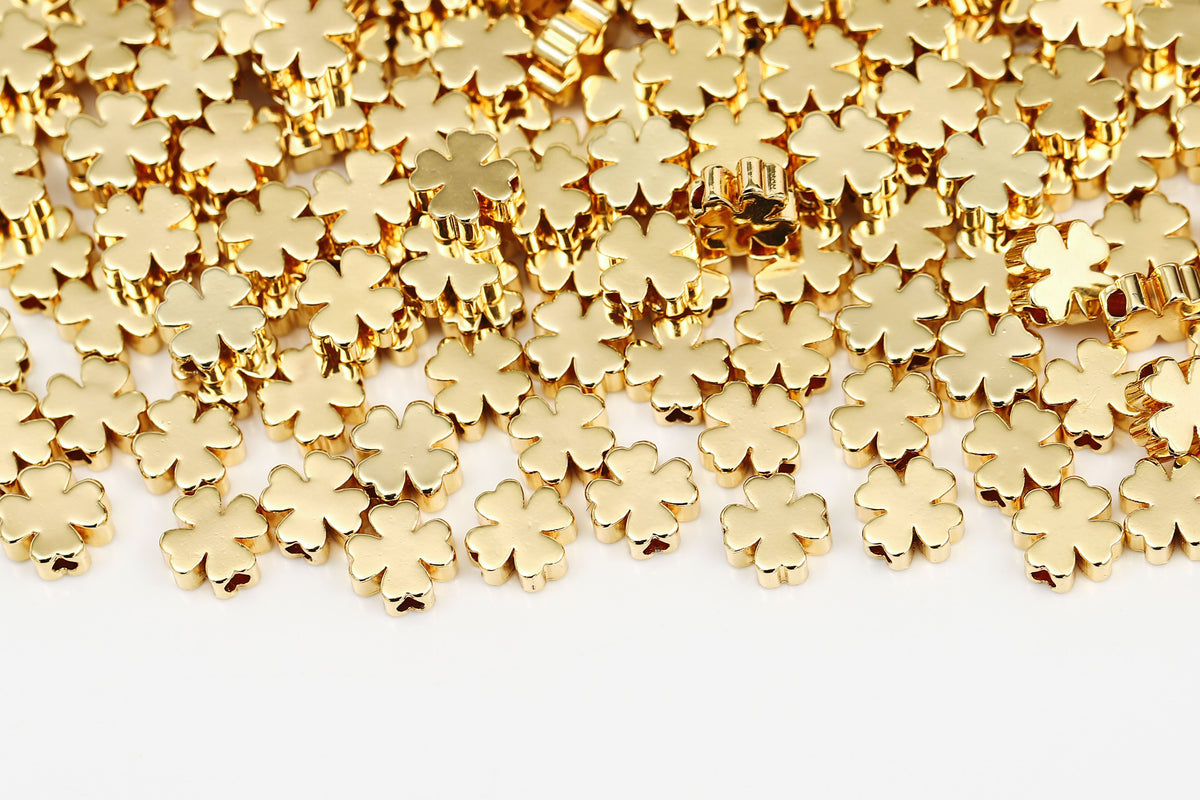 Gold Plated 7mm Clover Metal beads