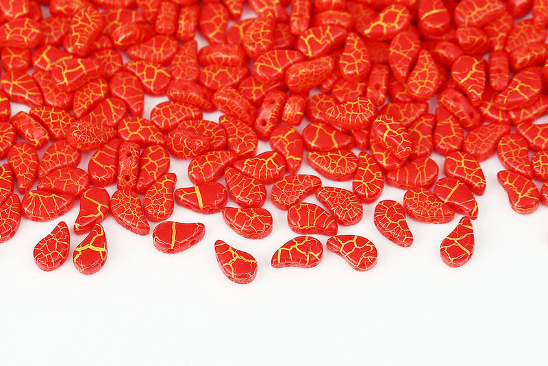 Flatduo 8×5mm Ionic Red/yellow 2-Hole Czech Beads