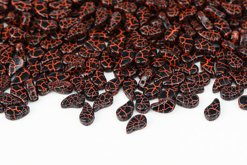 Flatduo 8×5mm Ionic Jet/orange 2-Hole Czech Beads