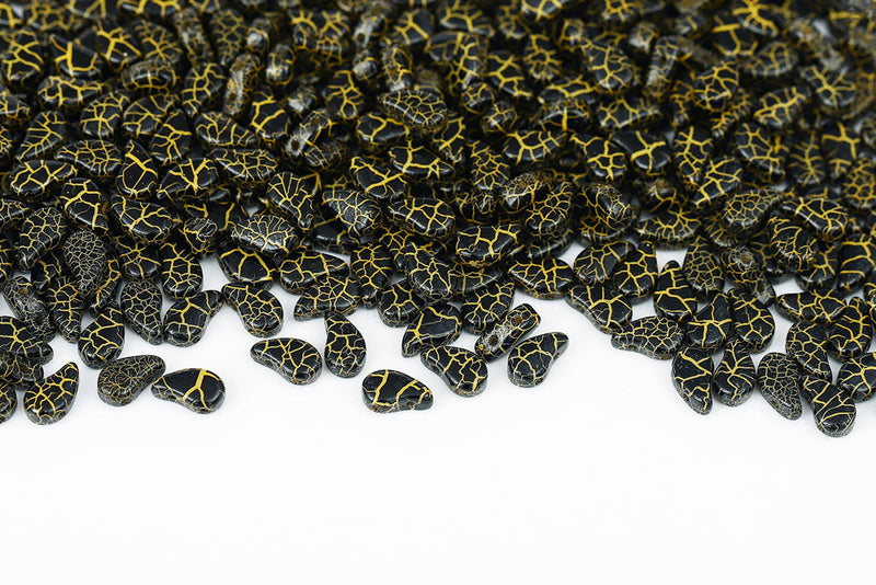 Flatduo 8×5mm Ionic Jet/yellow 2-Hole Czech Beads