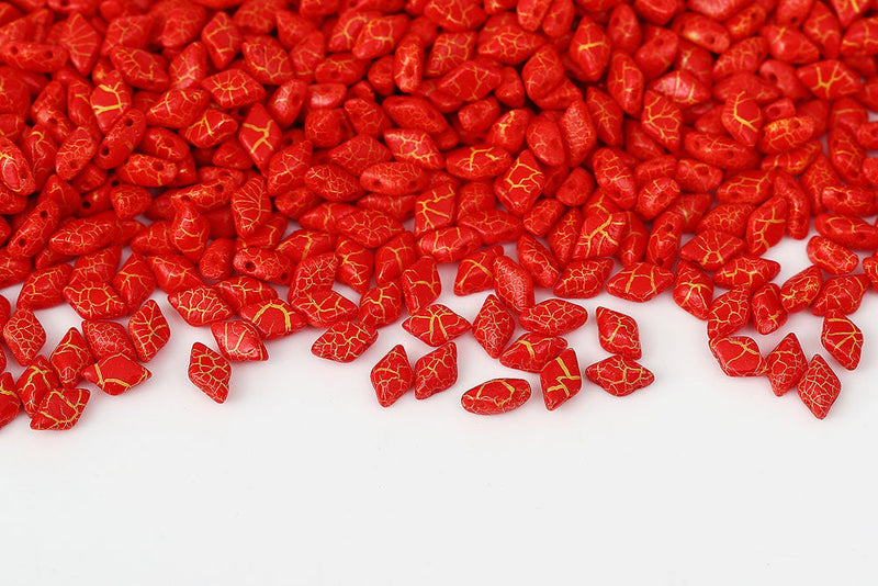 Gemduo 8×5mm Ionic Red/yellow 2-Hole Czech Beads