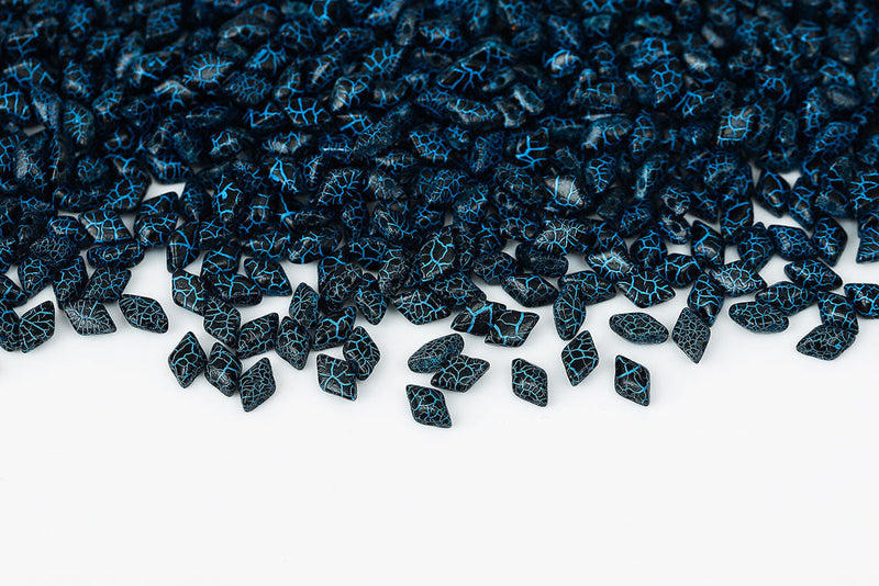 Gemduo 8×5mm Ionic Jet/blue 2-Hole Czech Beads
