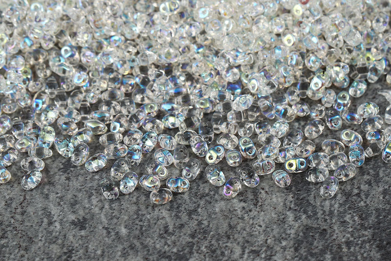 Miniduo 2×4mm Crystal Ab 2-Hole Czech Beads