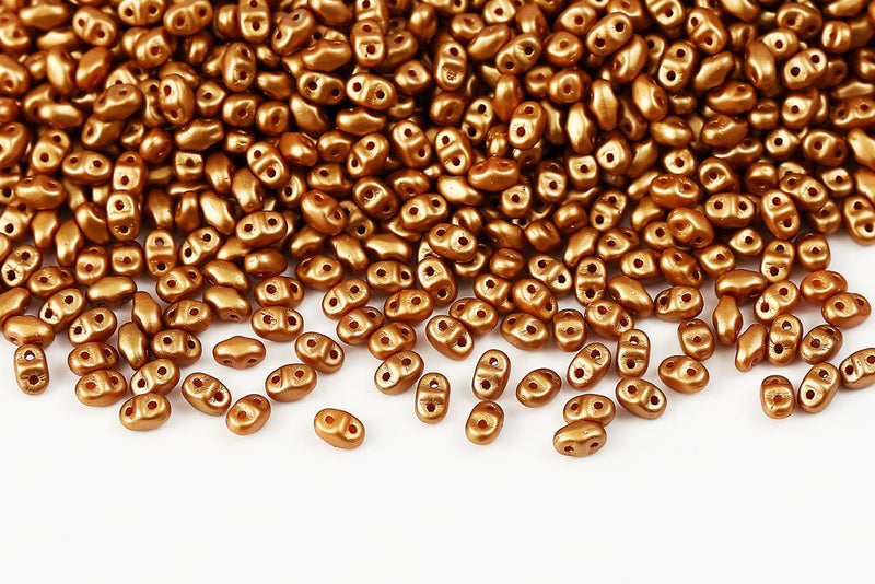 Miniduo 2×4mm Pastel Amber 2-Hole Czech Beads