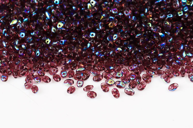 Miniduo 2×4mm Amethyst Ab 2-Hole Czech Beads