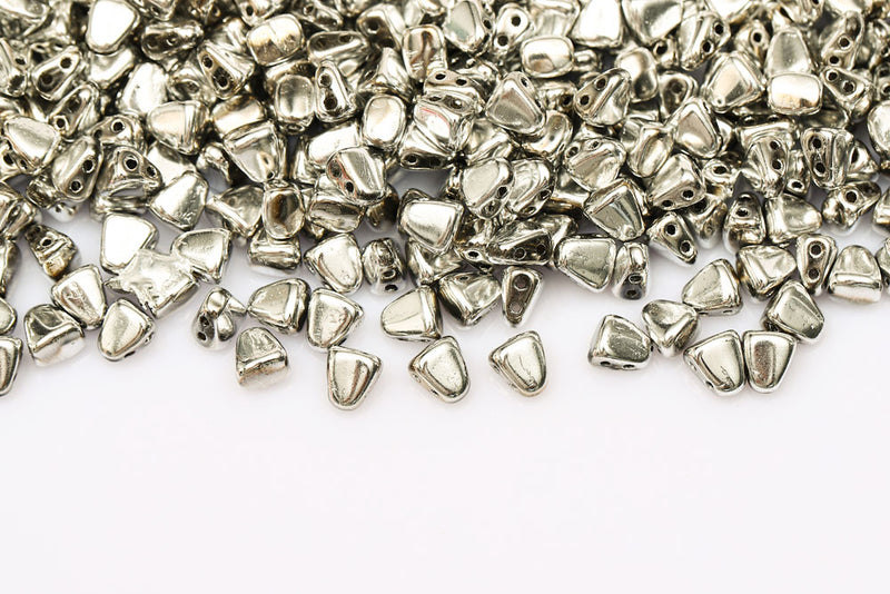 Nib-Bit 6×5mm Crystal Full Labrador 2-Hole Czech Beads