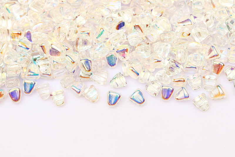 Nib-Bit 6×5mm Crystal Ab 2-Hole Czech Beads