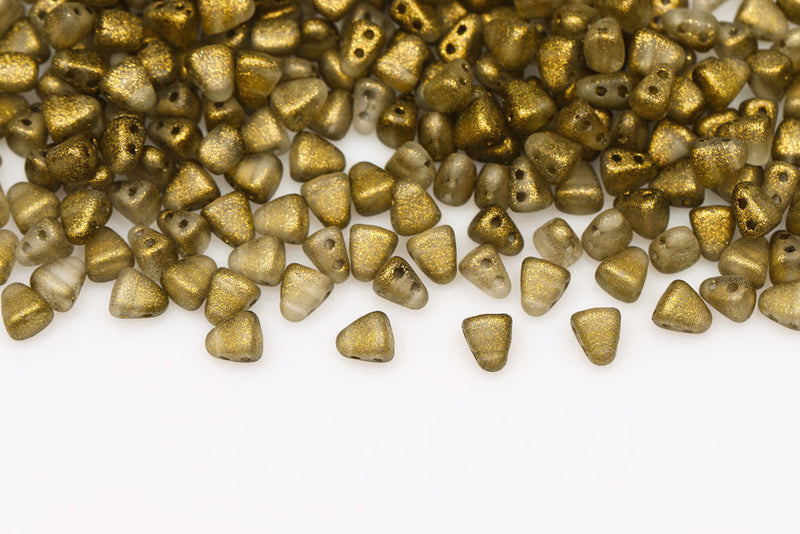 Nib-Bit 6×5mm Crystal Frozen Dark Olivine Matt 2-Hole Czech Beads