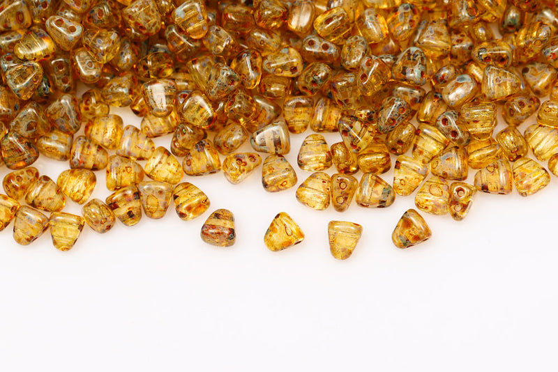 Nib-Bit 6×5mm Crystal Travertin Dark 2-Hole Czech Beads