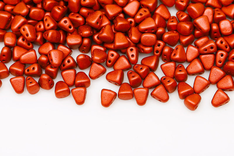 Nib-Bit 6×5mm Chalk Lava Red 2-Hole Czech Beads