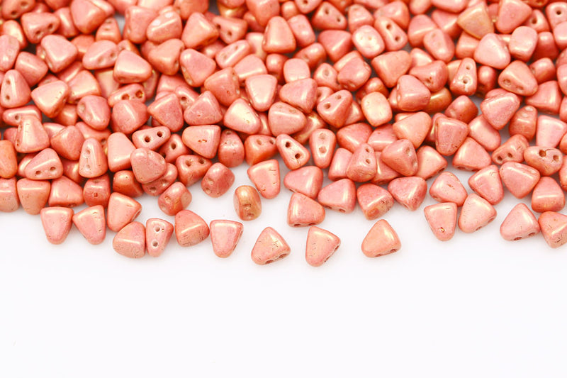 Nib-Bit 6×5mm Chalk Red Luster 2-Hole Czech Beads