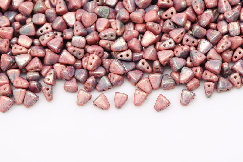 Nib-Bit 6×5mm Chalk Nebula 2-Hole Czech Beads