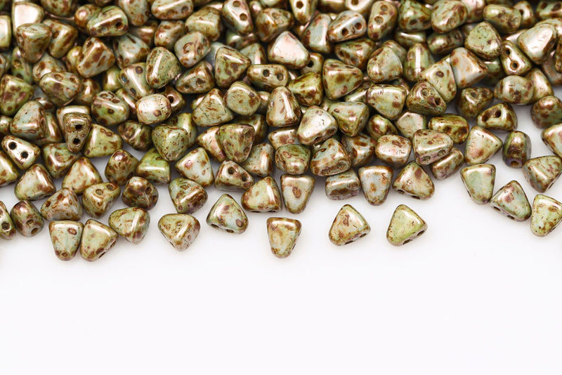Nib-Bit 6×5mm Chalk Blue Glaze 2-Hole Czech Beads