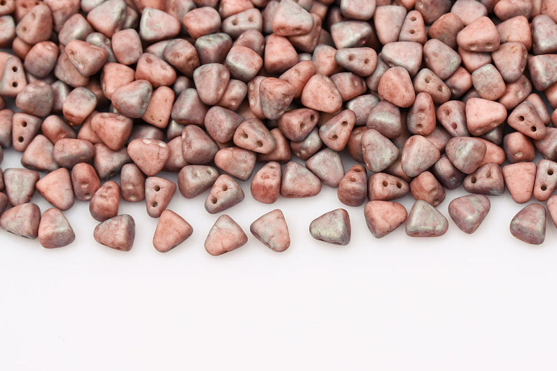 Nib-Bit 6×5mm Chalk Nebula Mat 2-Hole Czech Beads
