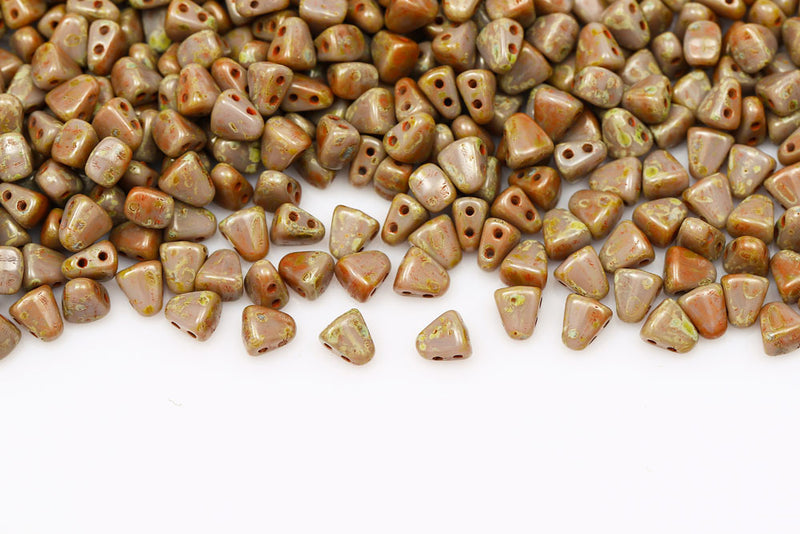 Nib-Bit 6×5mm Opaque Violet Travertin Dark 2-Hole Czech Beads