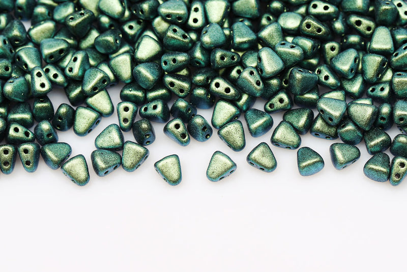 Nib-Bit 6×5mm Polychrome Chameleon Turquoise 2-Hole Czech Beads