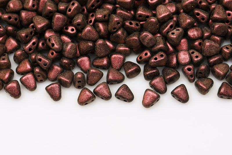 Nib-Bit 6×5mm Polychrome Dark Amethyst 2-Hole Czech Beads