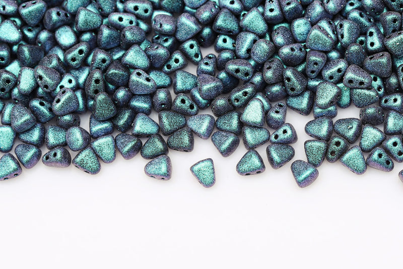 Nib-Bit 6×5mm Polychrome Dark Capri Blue 2-Hole Czech Beads