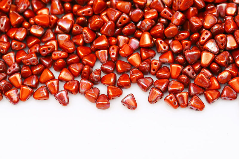 Nib-Bit 6×5mm Opaque Orange Nebula 2-Hole Czech Beads