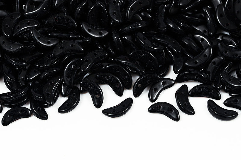 Crescent 3×10mm Jet 2-Hole Czech Beads