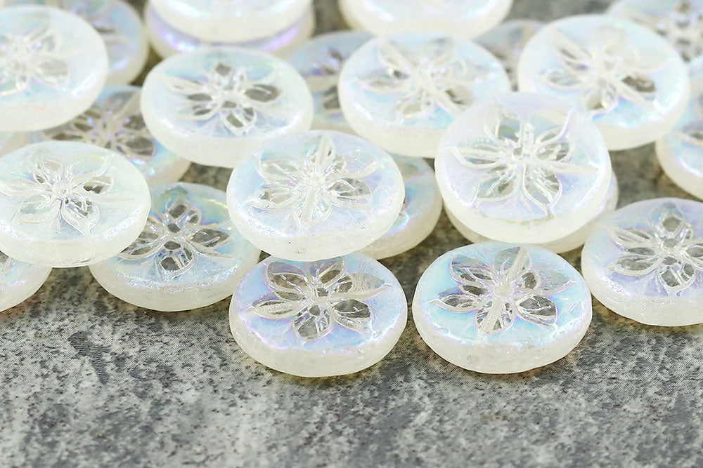 Plumeria 18mm Crystal AB Full 1-Hole Czech Beads