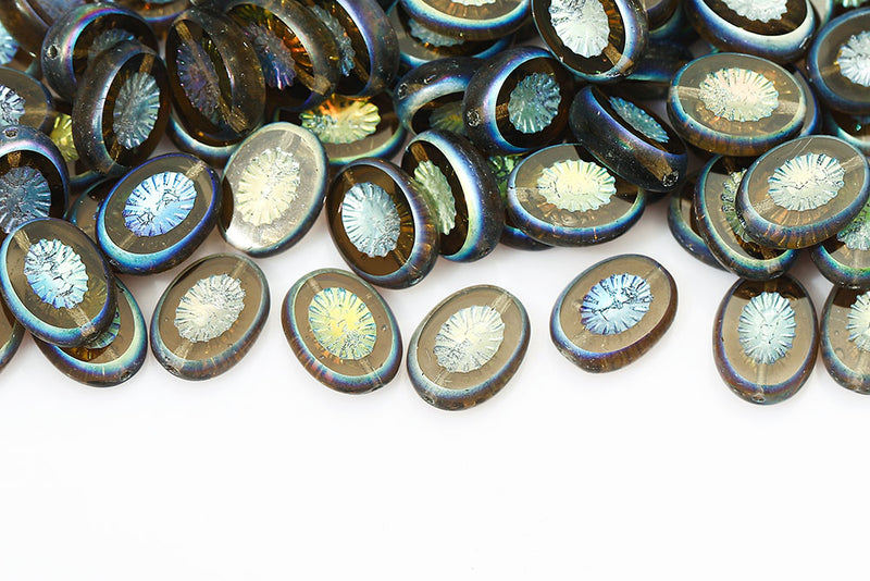 Kiwi 14×10mm Black Diamond AB Full 1-Hole Czech Beads