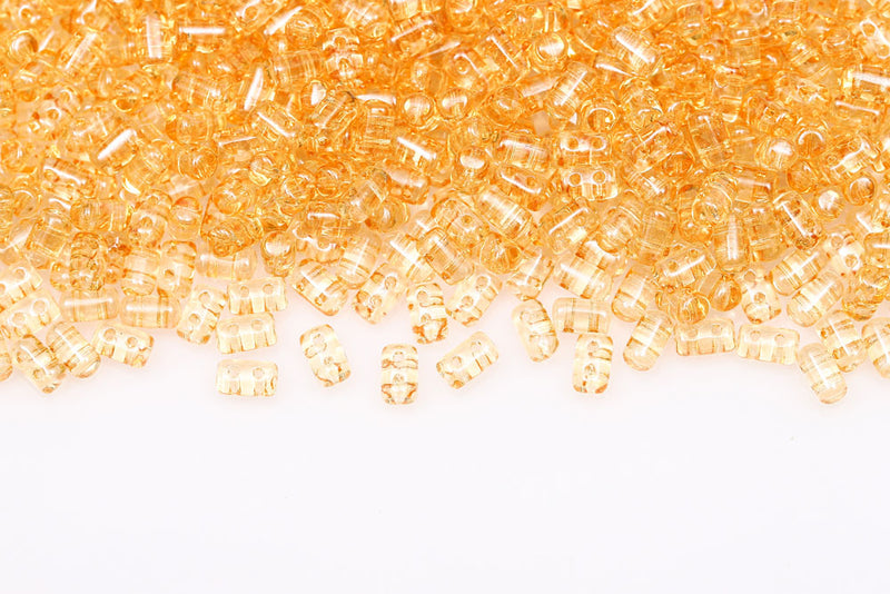 Rulla 5×3mm Crystal Orange Luster 2-Hole Czech Beads