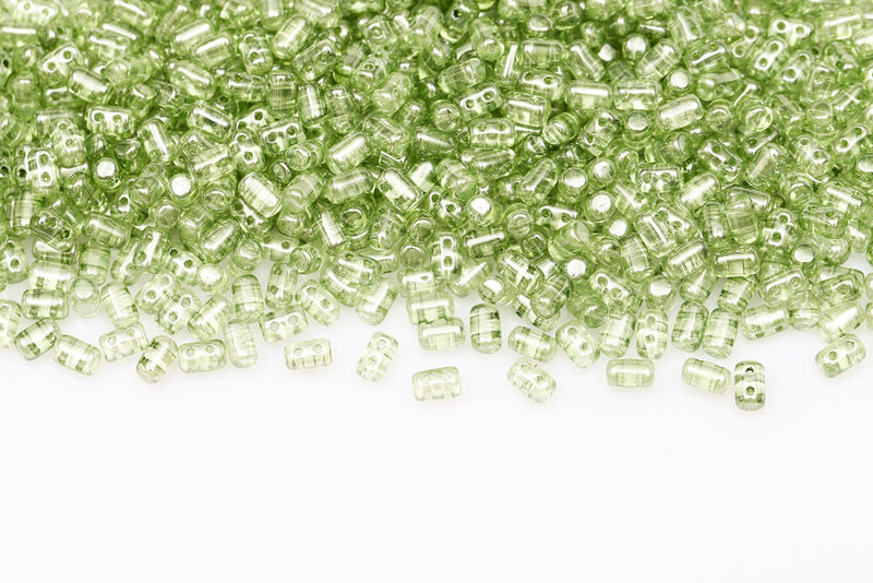 Rulla 5×3mm Crystal Green Luster 2-Hole Czech Beads
