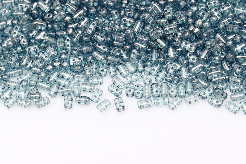 Rulla 5×3mm Crystal Blue Luster 2-Hole Czech Beads