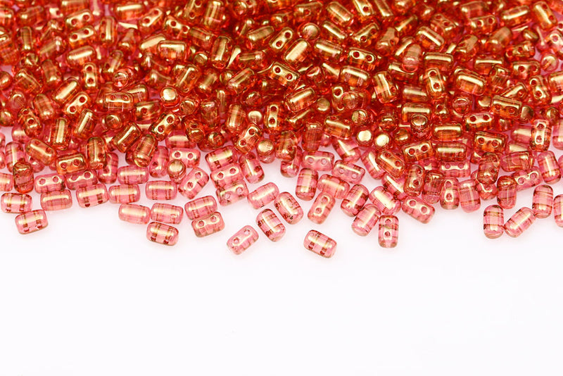 Rulla 5×3mm Crystal Red Luster 2-Hole Czech Beads