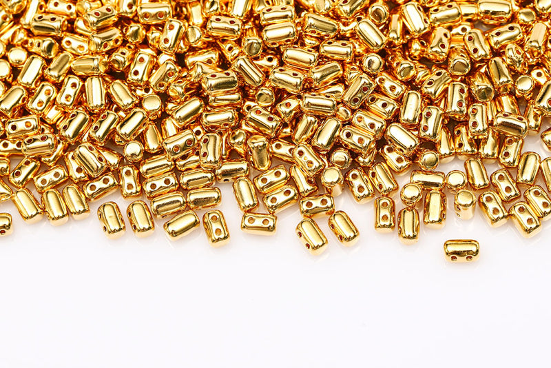 Rulla 5×3mm Gold Plated 2-Hole Czech Beads