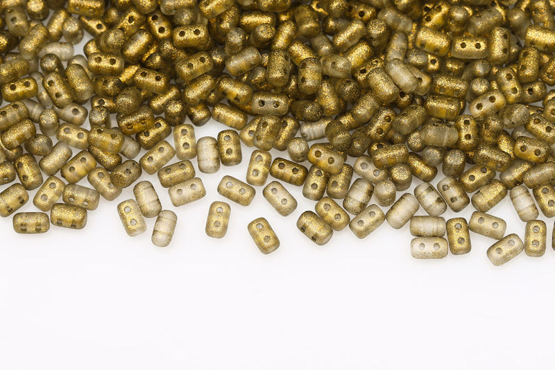 Rulla 5×3mm Crystal Frozen Dark Olivine Matt 2-Hole Czech Beads