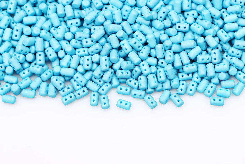 Rulla 5×3mm Neon Silk Turquoise 92626 2-Hole Czech Beads