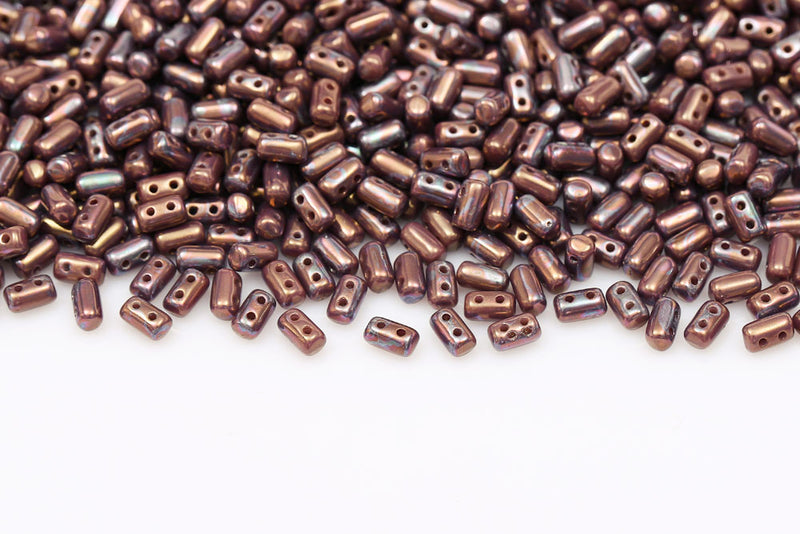 Rulla 5×3mm Opaque Violet Nebula 2-Hole Czech Beads