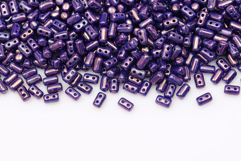 Rulla 5×3mm Opaque Blue Nebula 2-Hole Czech Beads