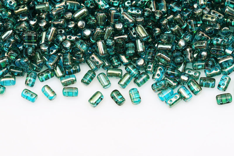 Rulla 5×3mm Aquamarine Celsian 2-Hole Czech Beads
