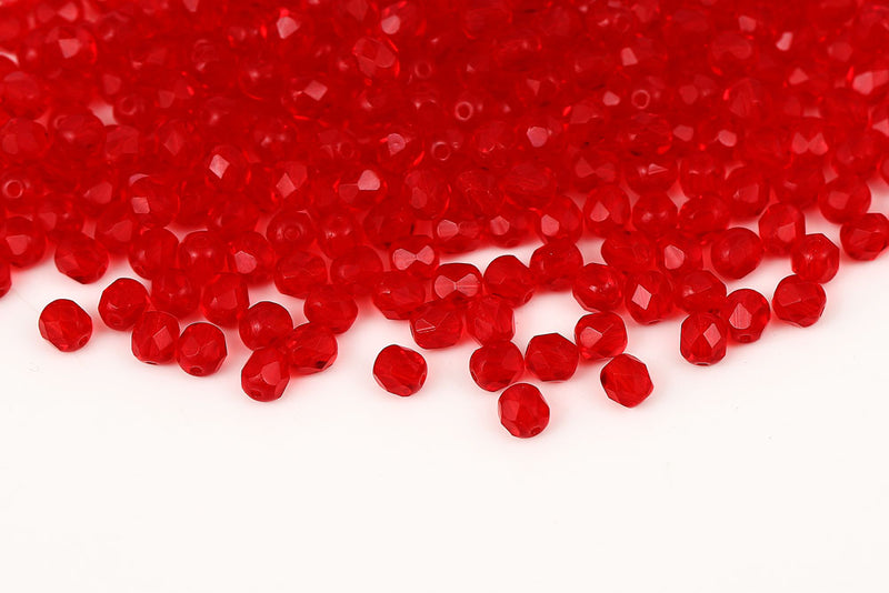 Czech Fire Polished 6mm Siam Round Beads
