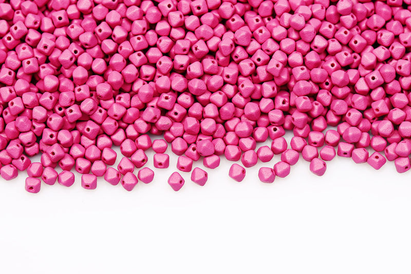 Bicone 4×4mm Permalux Fuchsia Matt 1-hole Czech Beads