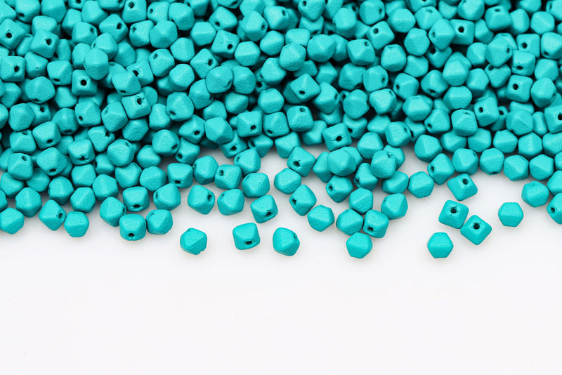 Bicone 4×4mm Permalux Turqoise Green Matt 1-hole Czech Beads