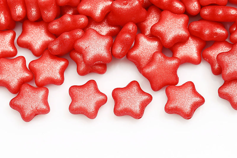 Star 12mm Chalk Frozen Lt.siam Matt Czech Glass Beads