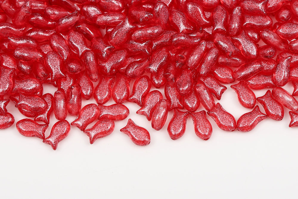 Fish Cookies 10×6mm Crystal Sparkling Red 1-Hole Czech Beads