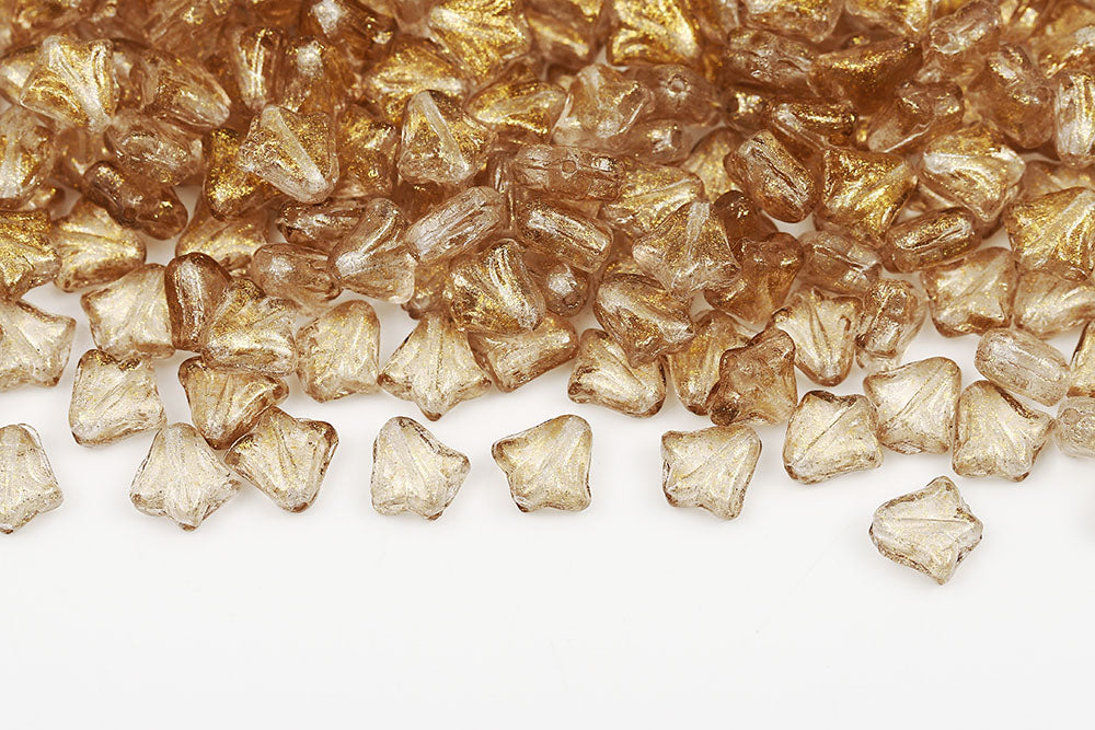 Lily 9mm Crystal Frozen Amber 1-Hole Czech Beads