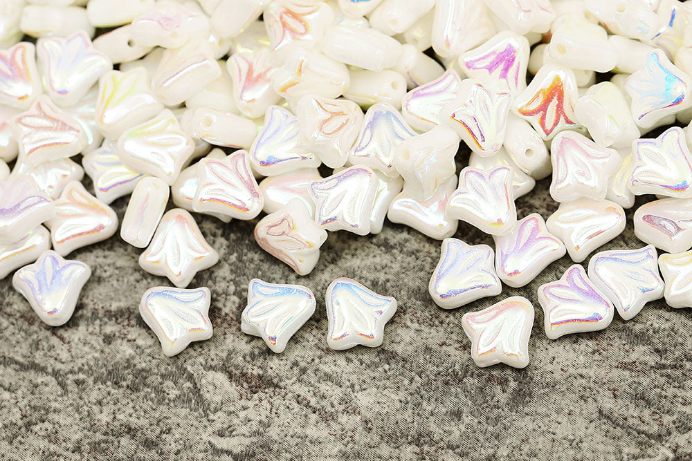 Lily 9mm Chalk AB Full 1-Hole Czech Beads