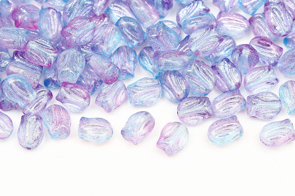 Tulip 9×7mm Crystal Frozen Blue Purple 1-Hole Czech Beads