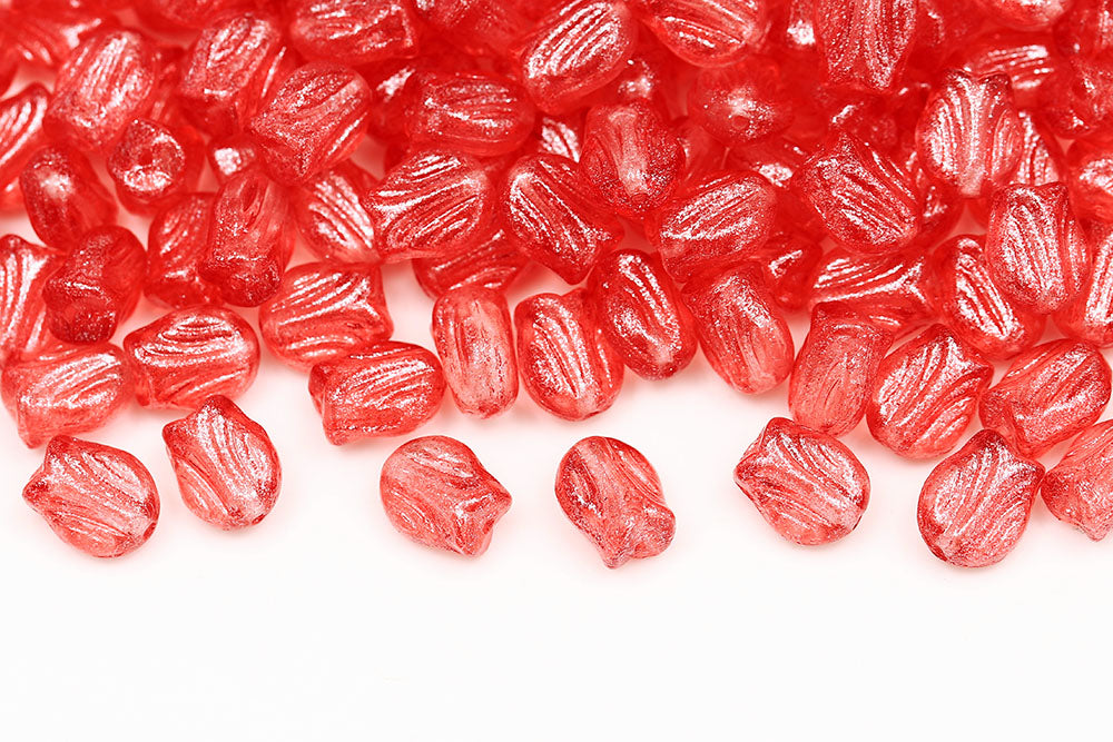 Tulip 9×7mm Crystal Frozen Lt.Siam 1-Hole Czech Beads
