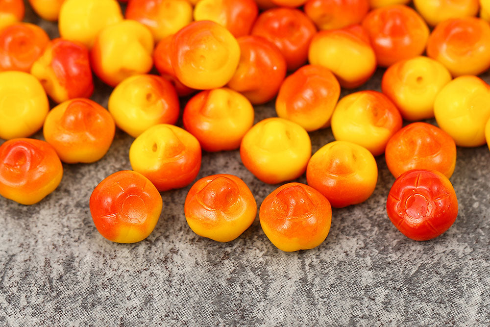 Apple 12×12mm Opaque Dark Yellow Red Finish 1-Hole Czech Beads