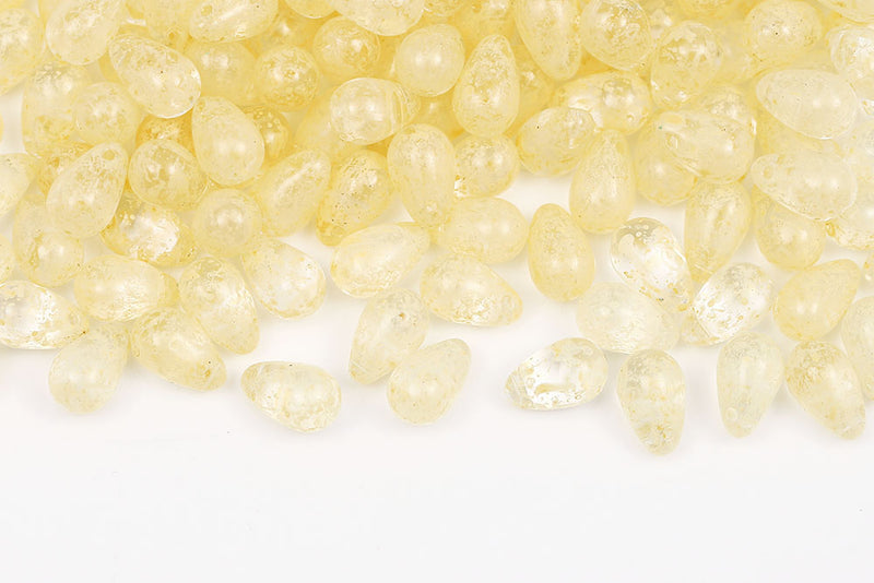 Drops 6×9mm Yellow Splash Crystal Czech Beads