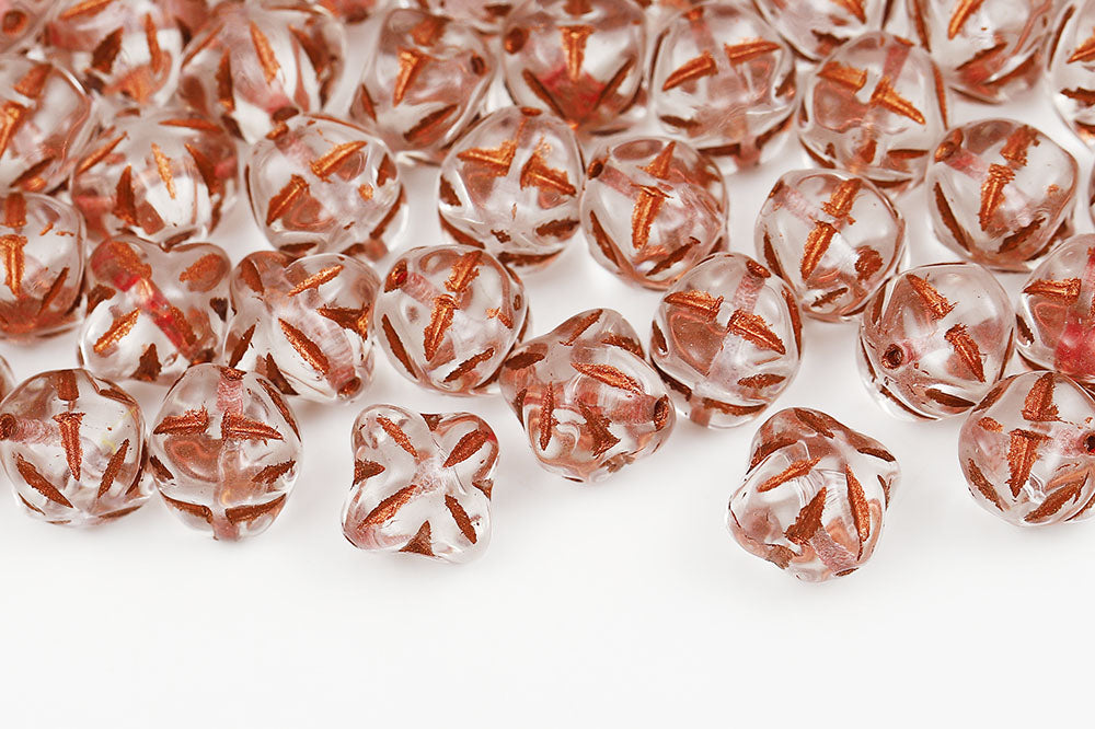 Cloves 8mm Crystal With Copper 1-Hole Czech Beads