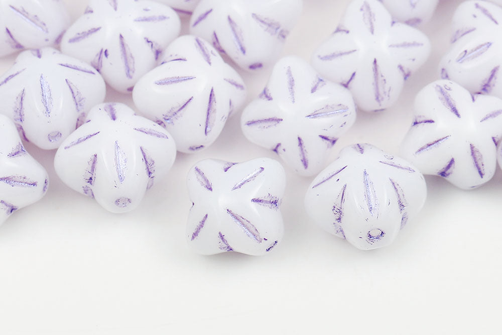 Cloves 8mm Chalk With Violet 1-Hole Czech Beads